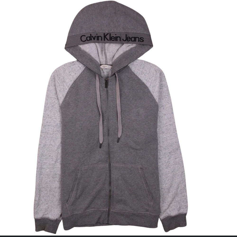 Calvin Klein Vintage 90s Two-Tone Gray zip-up Hoodie sz S